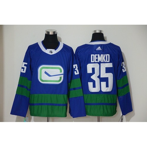 #35 Thatcher Demko Blue Alternate Authentic Stitched Hockey Jersey