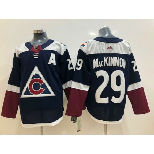 New AD #29 Nathan MacKinnon Hockey Dark Blue Jersey