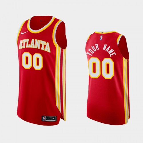 Men's Atlanta Hawks Custom #00 2020-21 Icon Authentic Red Jersey