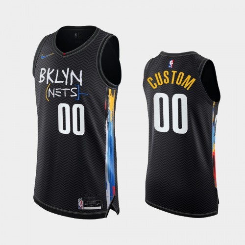 Men Brooklyn Nets Custom #00 2020-21 Authentic City Edition Black Jersey