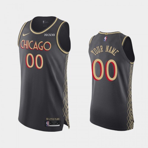 Men's Chicago Bulls Custom #00 2020-21 City Edition Authentic Black Jersey