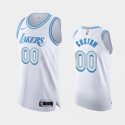 Men Los Angeles Lakers Custom #00 2020-21 Authentic City Legacy of Lore White Jersey