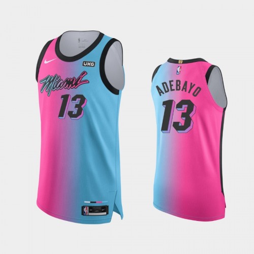Men Miami Heat Bam Adebayo #13 2020-21 Viceversa Authentic City Edition Blue Pink Jersey
