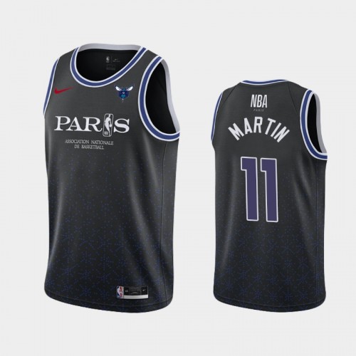 Men's Charlotte Hornets #11 Cody Martin Black 2020 NBA Paris Game Jersey