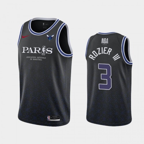 Men's Charlotte Hornets #3 Terry Rozier III Black 2020 NBA Paris Game Jersey