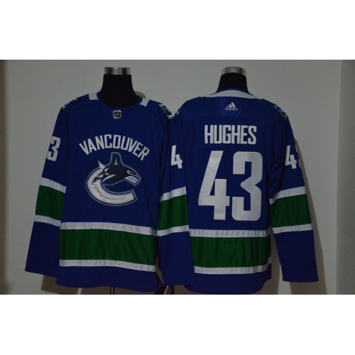 #43 Quinn Hughes Blue Stitched Jersey