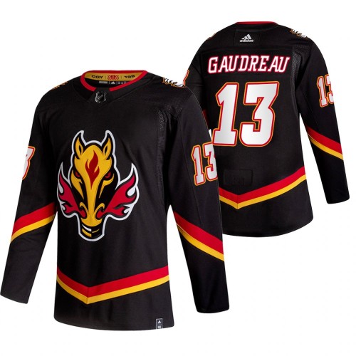#13 Johnny Gaudreau Black 2020-21 Reverse Retro Alternate Jersey