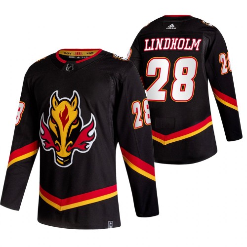 #28 Elias Lindholm Black 2020-21 Reverse Retro Alternate Jersey