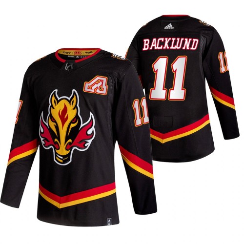 #11 Mikael Backlund Black 2020-21 Reverse Retro Alternate Jersey