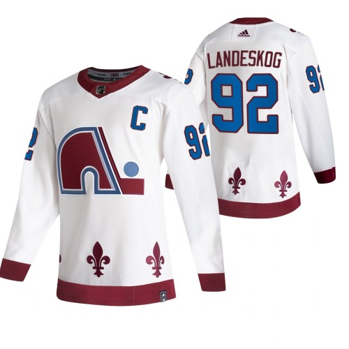 #92 Gabriel Landeskog White 2020-21 Reverse Retro Alternate Jersey