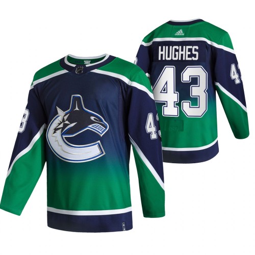 #43 Quinn Hughes Green 2020-21 Reverse Retro Alternate Jersey
