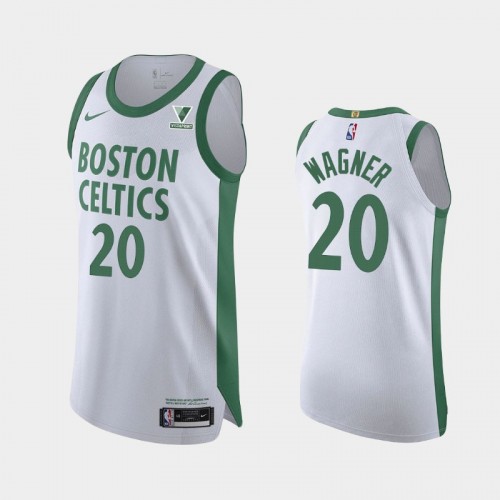 Men's Boston Celtics Moritz Wagner #20 2021 City Authentic Vistaprint Patch Black Jersey