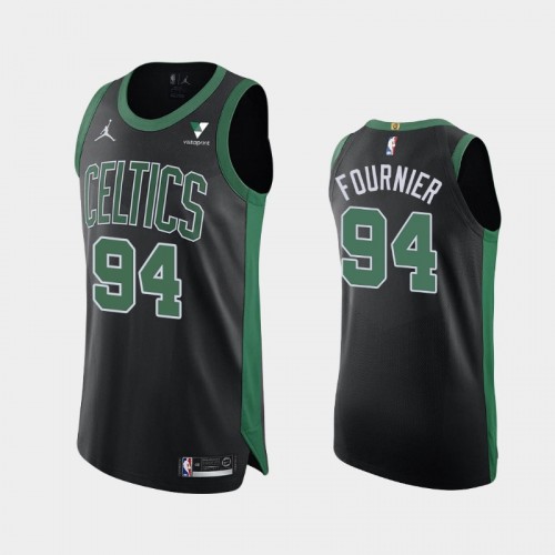 Men's Boston Celtics Evan Fournier #94 2021 Statement Authentic Vistaprint Patch Black Jersey