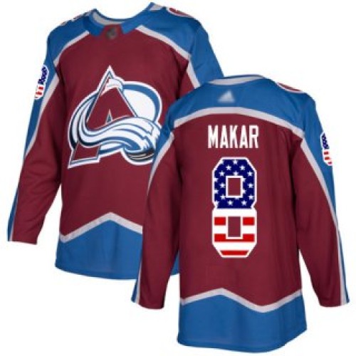 #8 Cale Makar Burgundy Home Authentic USA Flag Stitched Jersey