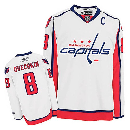 Alex Ovechkin #8 White Away Authentic Jersey