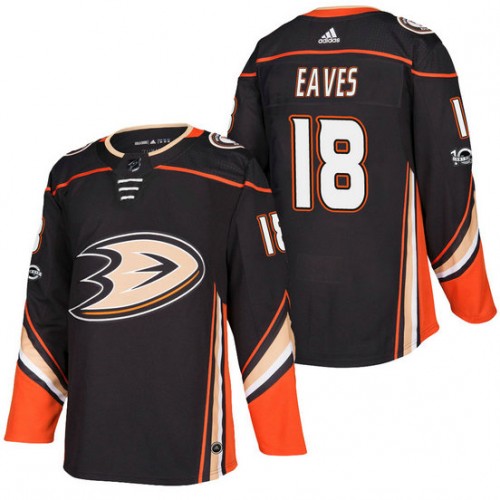 #18 Patrick Eaves Black 2018 New Season Home Authentic Jersey With Anniversary Patch