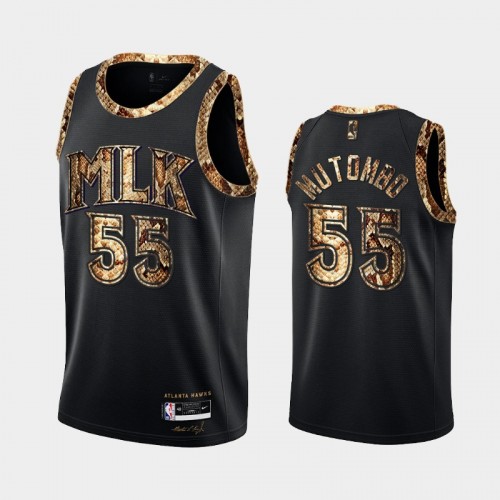 Atlanta Hawks Dikembe Mutombo Men #55 Python Skin Black 2021 Exclusive Edition Jersey