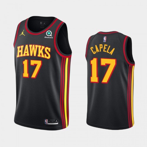 Men's Atlanta Hawks #17 Clint Capela 2020-21 Statement Black Jersey