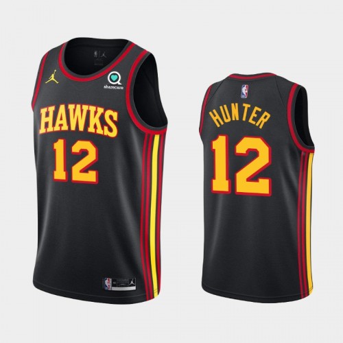 Men's Atlanta Hawks #12 De'Andre Hunter 2020-21 Statement Black Jersey
