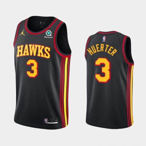 Men's Atlanta Hawks #3 Kevin Huerter 2020-21 Statement Black Jersey