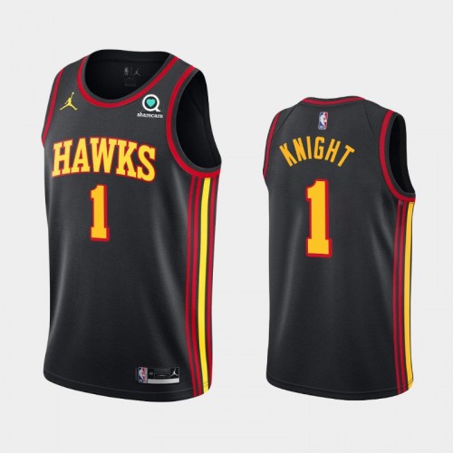 Men's Atlanta Hawks #1 Nathan Knight 2020-21 Statement Black Jersey