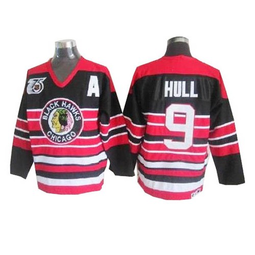 Bobby Hull #9 Red/Black Throwback Jersey