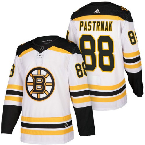 #88 David Pastrnak White 2018 Season Authentic Team Away Jersey