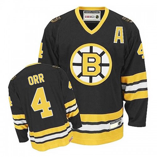 Bobby Orr #4 Black/Gold Throwback Jersey