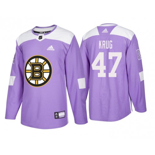 #47 Torey Krug Purple 2018 Authentic Hockey Fights Cancer Jersey