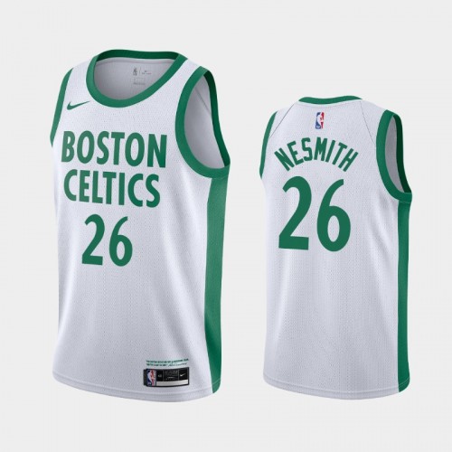 Men's Boston Celtics #26 Aaron Nesmith 2020-21 City White Jersey