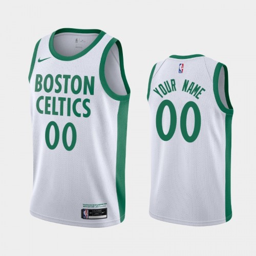 Men's Boston Celtics #00 Custom 2020-21 City White Jersey