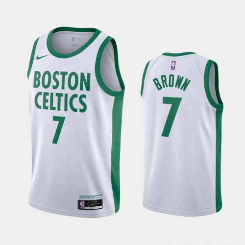 Men's Boston Celtics #7 Jaylen Brown 2020-21 City White Jersey