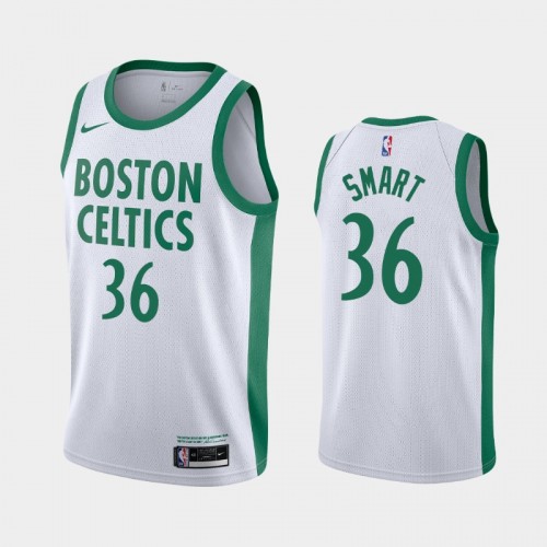 Men's Boston Celtics #36 Marcus Smart 2020-21 City White Jersey