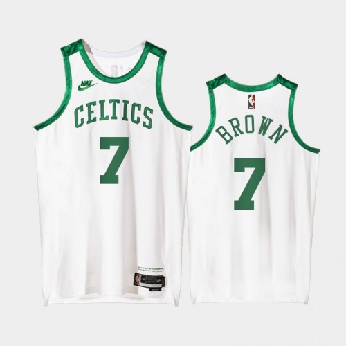 Boston Celtics Jaylen Brown 2021 Classic Edition Origins 75th anniversary White Jersey