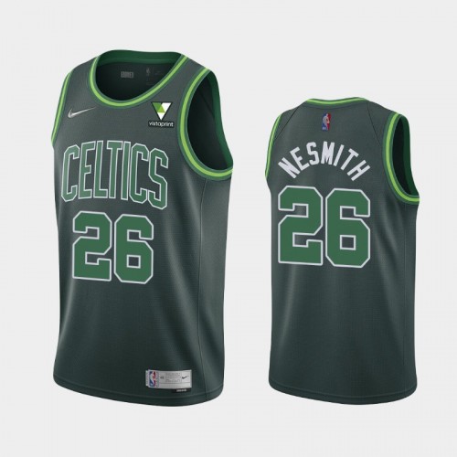 Men's Boston Celtics #26 Aaron Nesmith 2021 Earned Vistaprint Patch Green Jersey