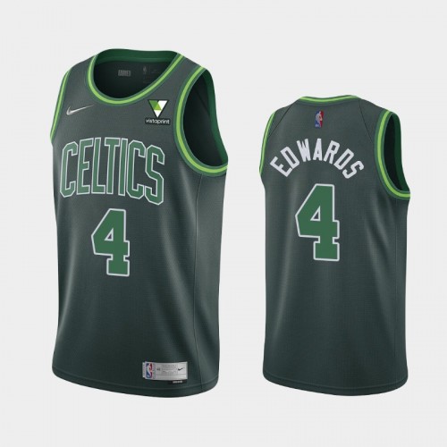 Men's Boston Celtics #4 Carsen Edwards 2021 Earned Vistaprint Patch Green Jersey