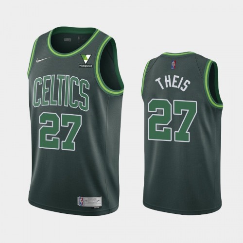 Men's Boston Celtics #27 Daniel Theis 2021 Earned Vistaprint Patch Green Jersey