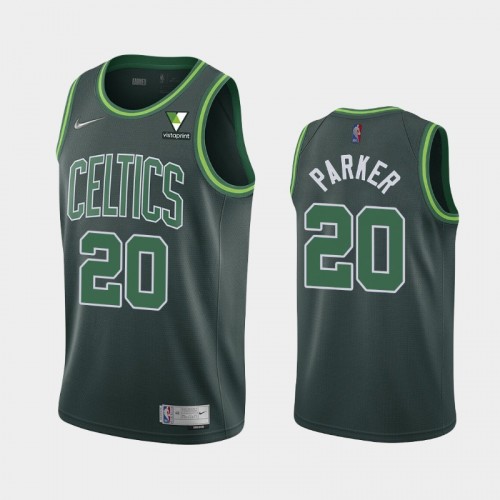 Men's Boston Celtics #20 Jabari Parker 2021 Earned Vistaprint Patch Green Jersey