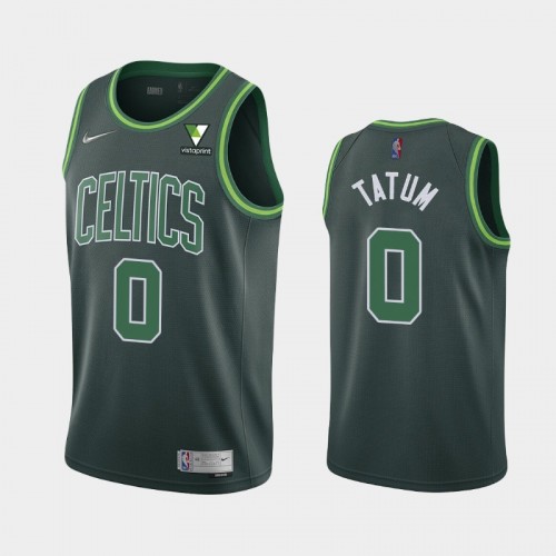 Men's Boston Celtics #0 Jayson Tatum 2021 Earned Vistaprint Patch Green Jersey