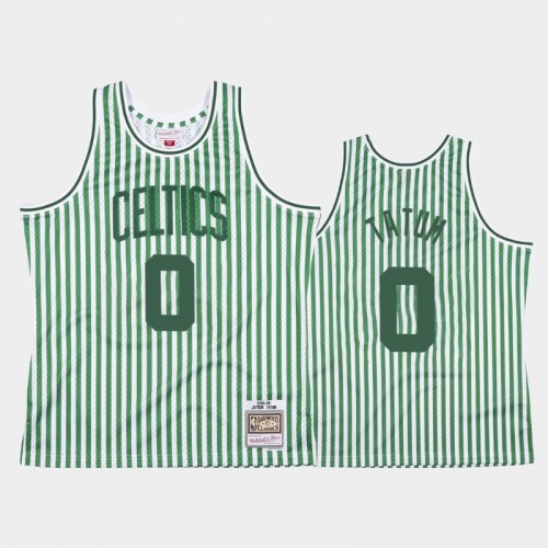 Boston Celtics #0 Jayson Tatum Striped Green Jersey