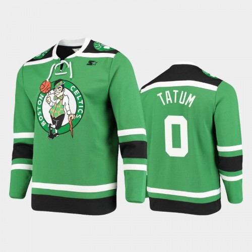Men's Boston Celtics #0 Jayson Tatum Pointman Hockey Kelly Green Fashion Jersey