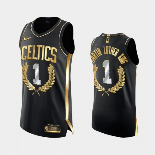 Men's Boston Celtics Martin Luther King Special Golden Edition Black Jersey