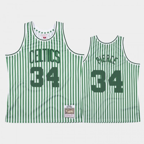 Boston Celtics #34 Paul Pierce Striped Green Jersey