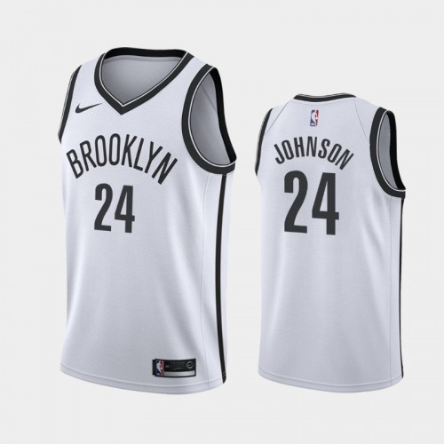 Men's Brooklyn Nets Alize Johnson #24 2021 Association White Jersey