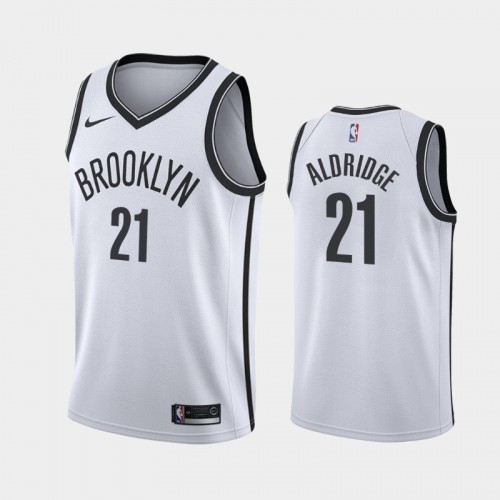 Men's Brooklyn Nets #21 LaMarcus Aldridge 2021 Association White Jersey