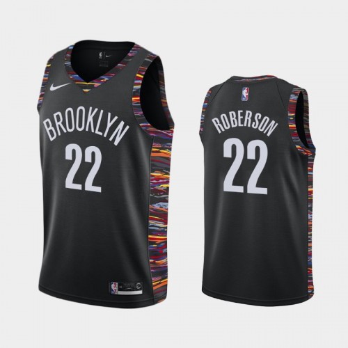 Men Brooklyn Nets #22 Andre Roberson 2020-21 City Biggie Black Jersey