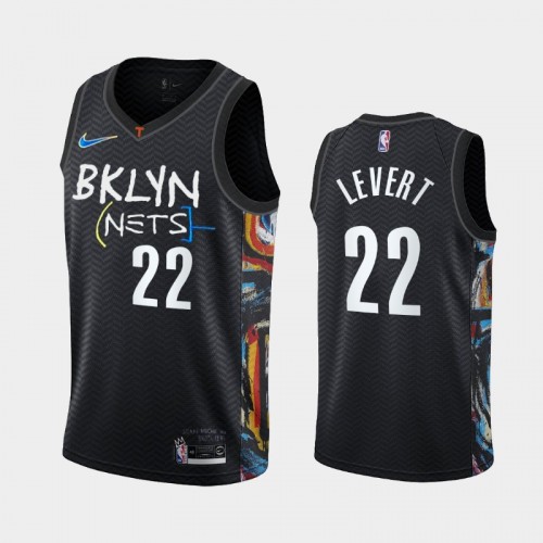 Men Brooklyn Nets #22 Caris LeVert 2020-21 City Edition Honor Basquiat Black Jersey