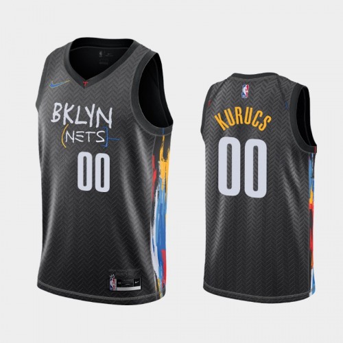 Men's Brooklyn Nets #00 Rodions Kurucs 2020-21 City Black Jersey