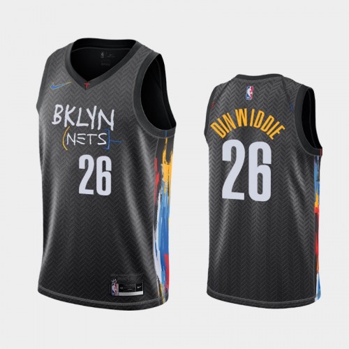 Men's Brooklyn Nets #26 Spencer Dinwiddie 2020-21 City Black Jersey