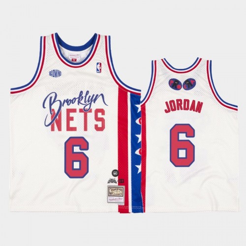 Men's Brooklyn Nets #6 DeAndre Jordan White Joey Badass x BR Remix Jersey